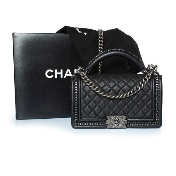 CHANEL Handbags - Chanel, Top handle quilted leather boy bag